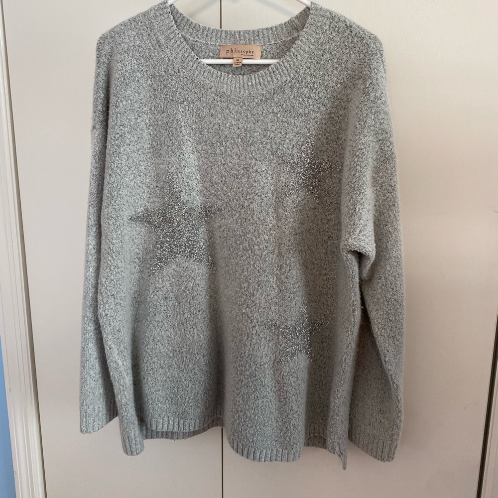 Philosophy Sparkle Star Gray Sweater size XL